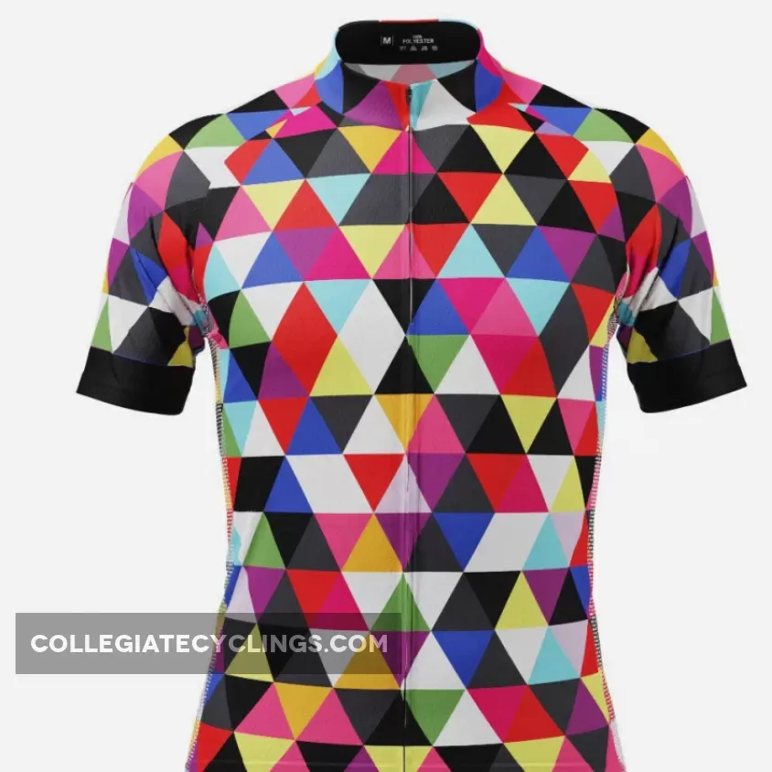 Men's High Viz Color Triangles Short Sleeve Cycling Jersey