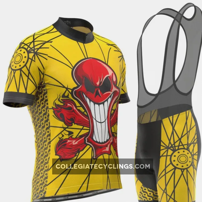 Red Flaming Skull Men's Flaming Red Skull Short Sleeve Cycling Kit