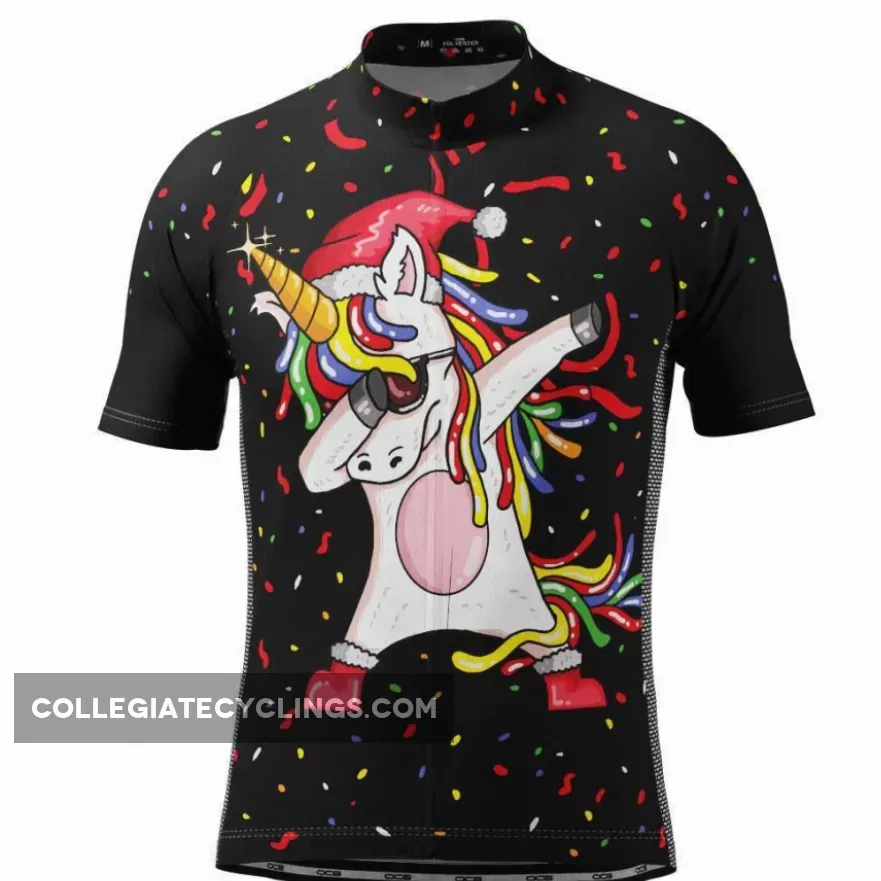 Men's Dabbing Santa Unicorn Short Sleeve Cycling Jersey