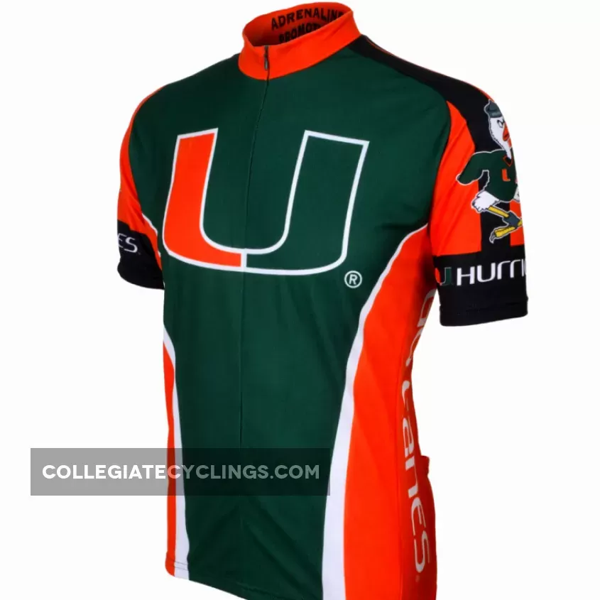 UM UNIVERSITY OF MIAMI HURRICANES Short Sleeve Cycling Jersey